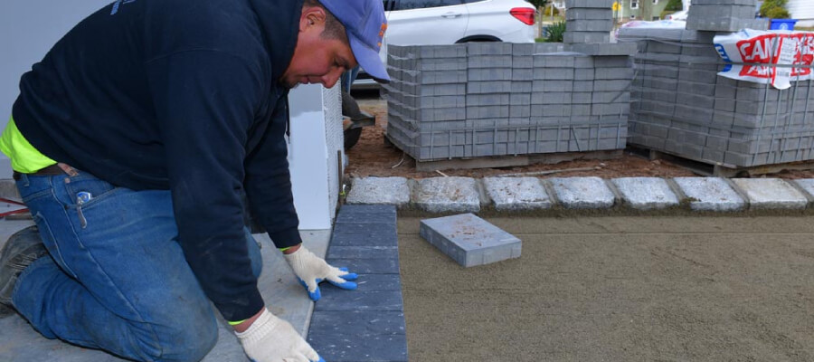 laying down pavers