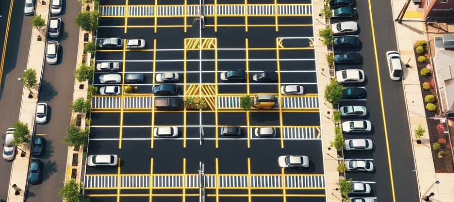 parking stripes and walkways