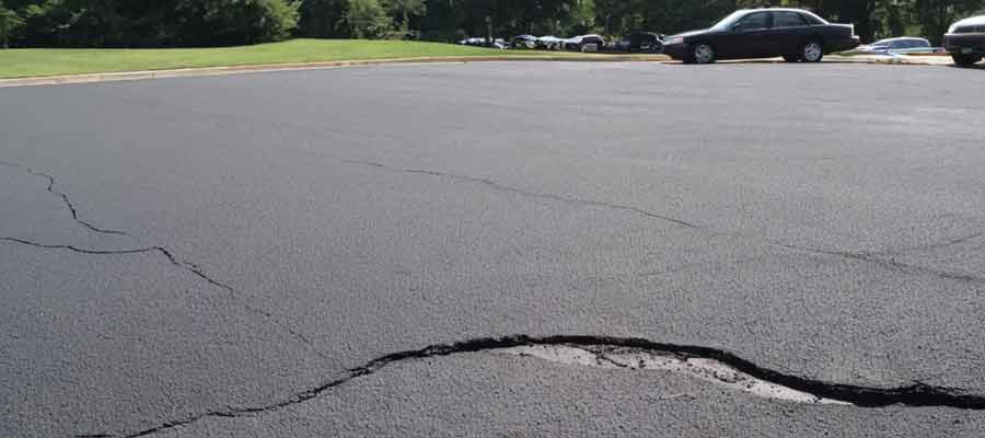 cracked asphalt in parking lot