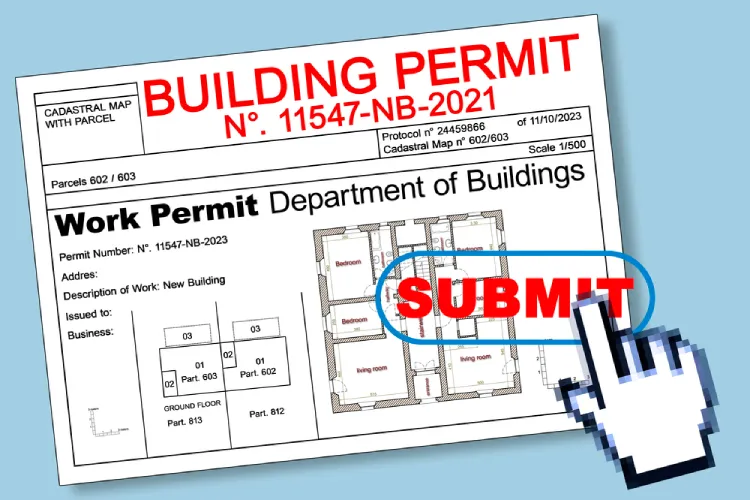 Building permit application being submitted online to ensure driveway repaving and sealcoating in New Jersey meet zoning and safety requirements